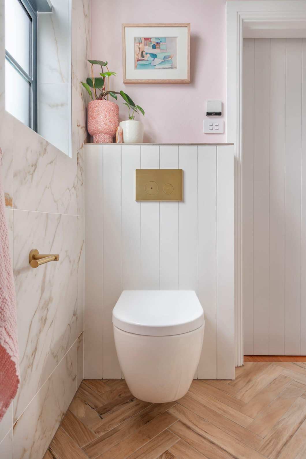 Wall Hung VJ Panel Toilet In Amazing Bathroom