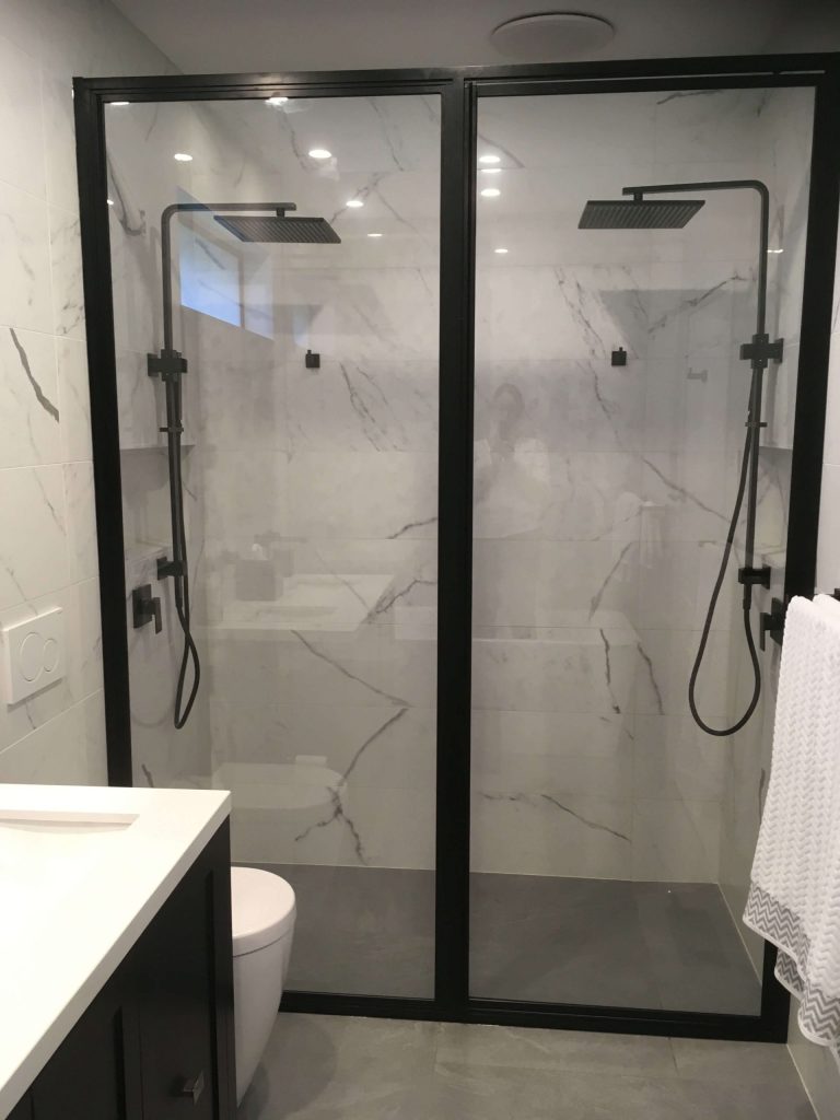 Black Bi Fold Shower Screen
