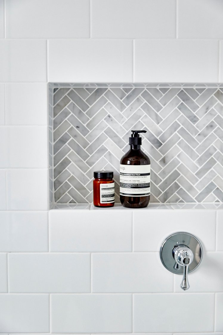Herringbone Shower Niche