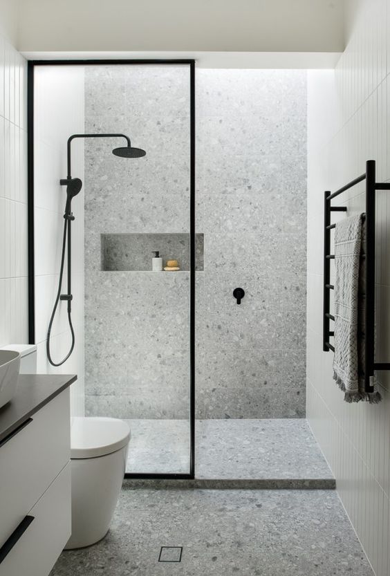 Black Framed Fixed Panel Shower Screen 