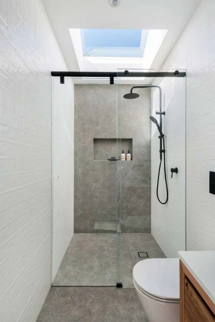Sliding Black Shower Screen