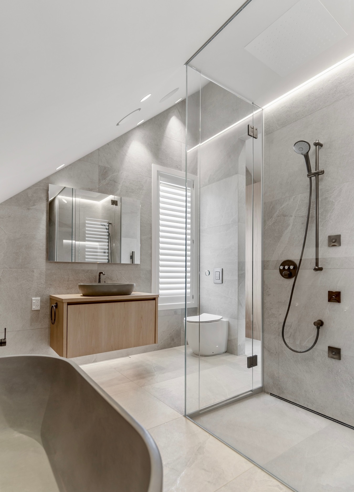 Raked Bathroom Lighting