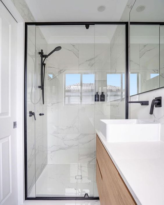 Wall To Wall Black Framed Shower Screen 